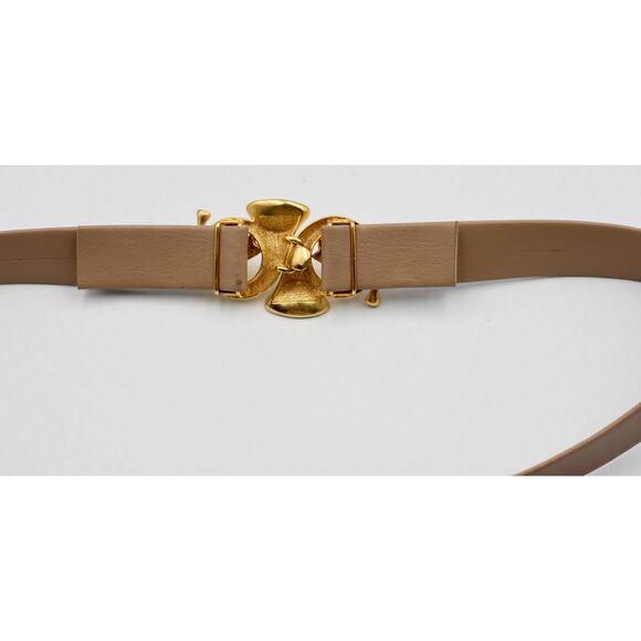 Vintage DOTTY SMITH BUCKLE & Leather Belt Fox Head & French Horn Fox Gold Tone main image 6